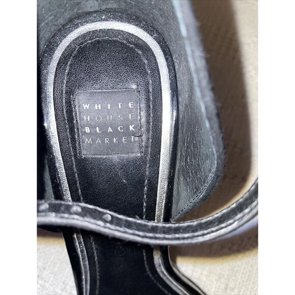 White House Black Market Dress Pumps Women's Size 8 B Black Leather Ankle Strap - Picture 2 of 12